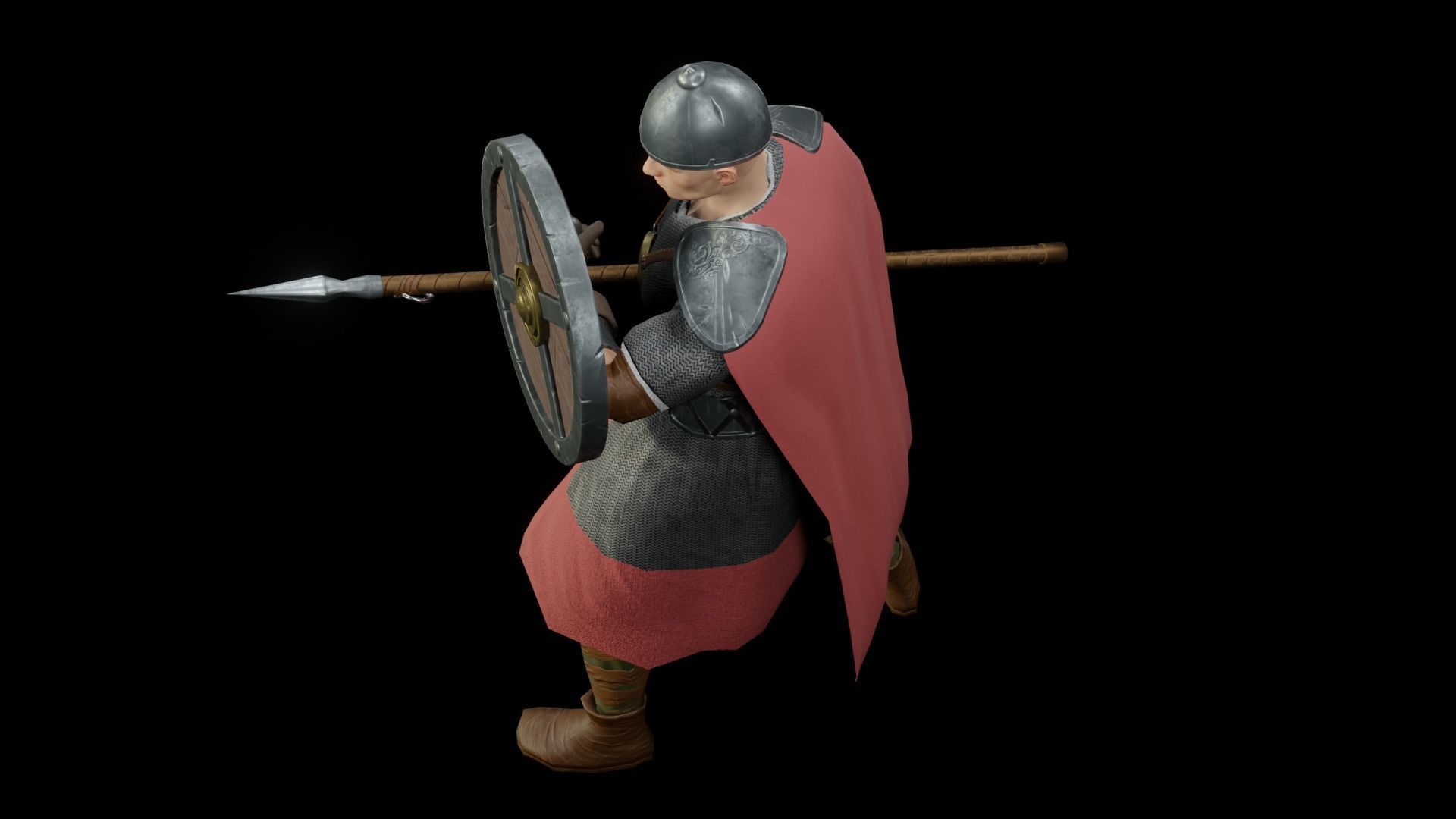 Warrior Low-poly 3D model_8