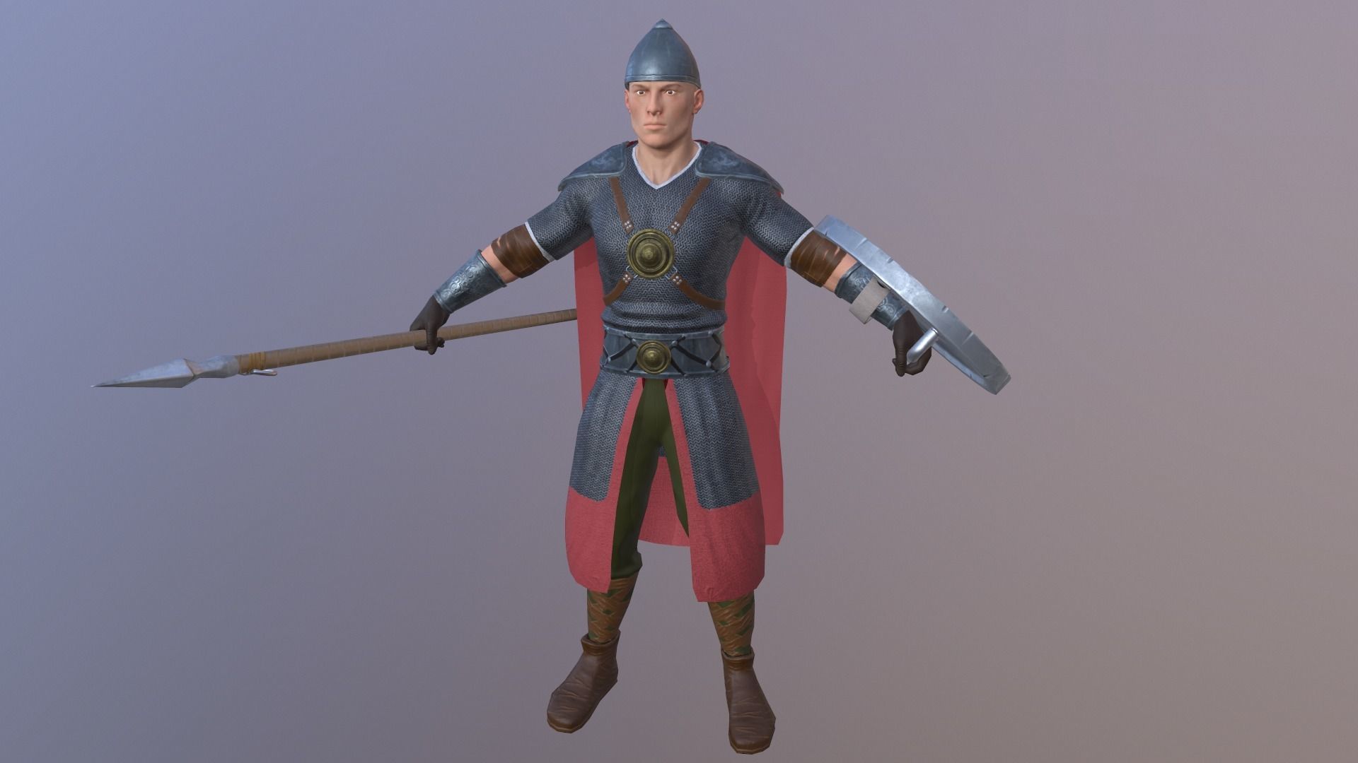 Warrior Low-poly 3D model_3