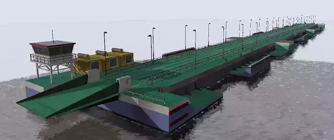 Floating bridge canal 3d model