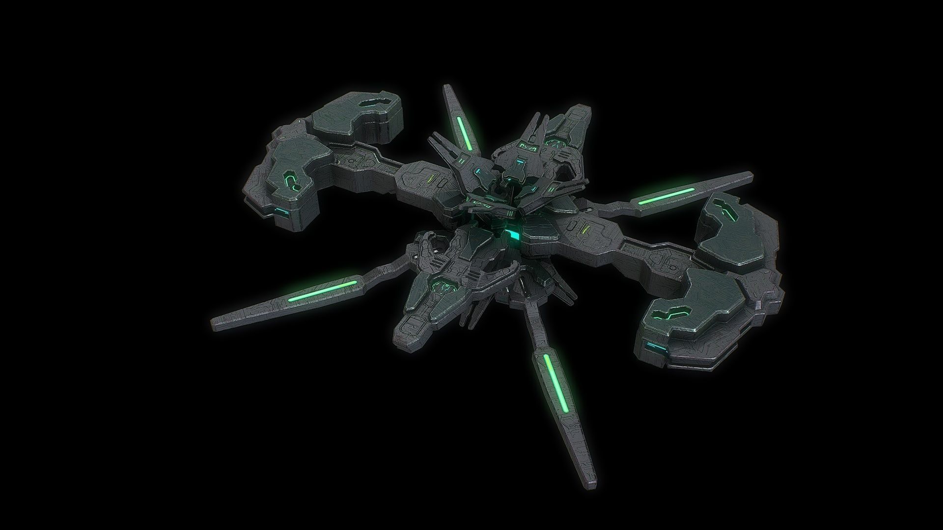 Sci fi alien mother spaceship Low-poly 3D model