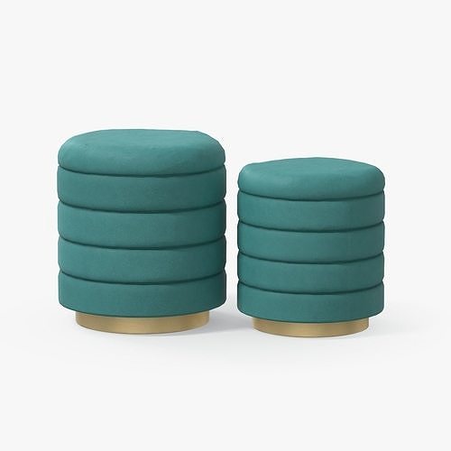 Barcelona round Ottoman teal finish Low-poly 3D model