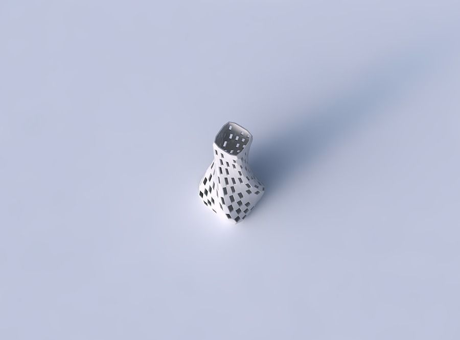 Vase twisted squeezed rectangle with checker grid lattice 2 3D print model_2