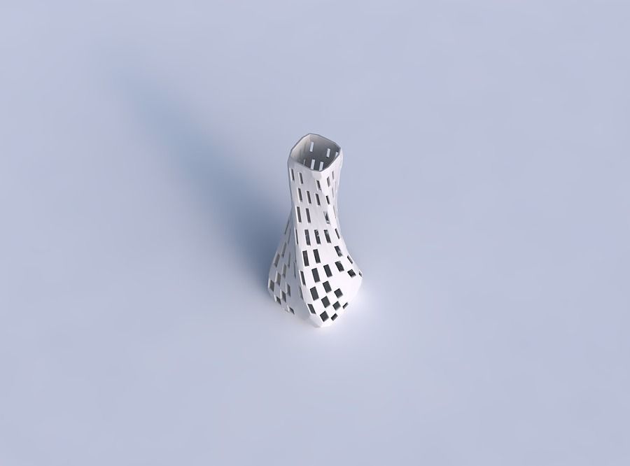Vase twisted squeezed rectangle with checker grid lattice 2 3D print model_1