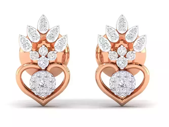 Women Heart Earrings 3dm stl render detail 