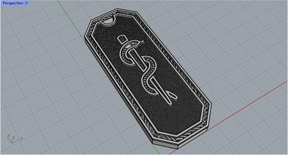 Medical tag pendant 3D model_1