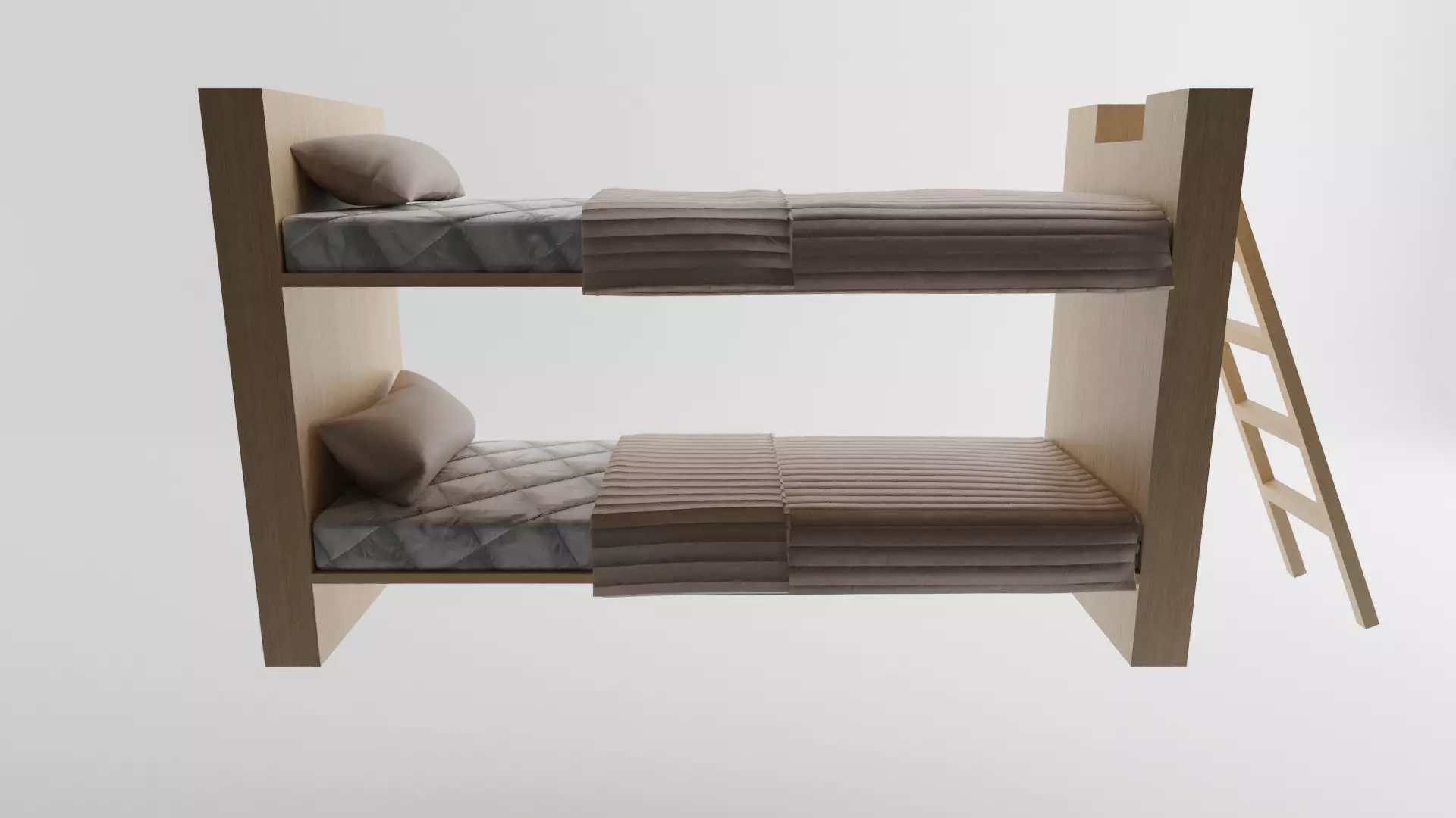 Single 2 floor bed Low-poly 3D model_0