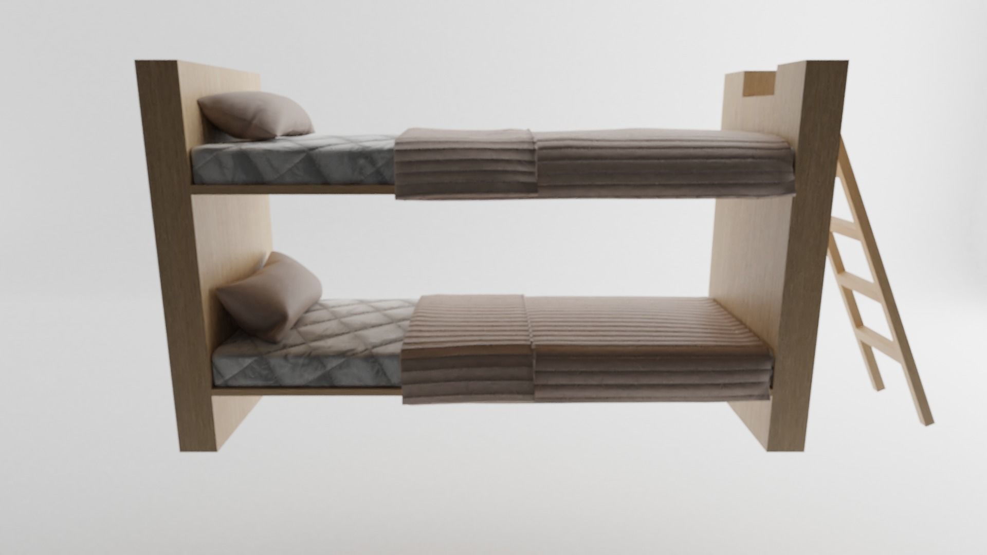 Single 2 floor bed Low-poly 3D model_7