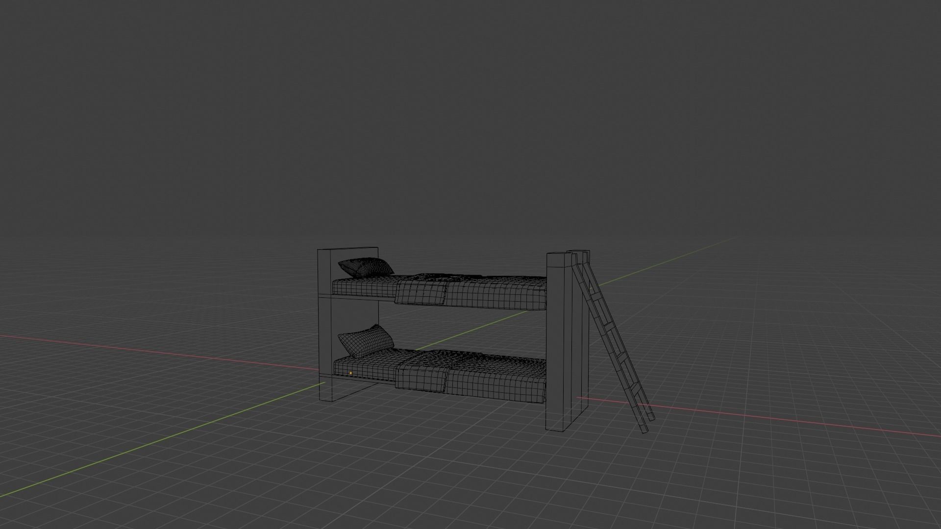 Single 2 floor bed Low-poly 3D model_3