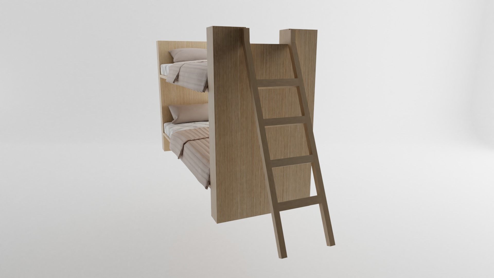 Single 2 floor bed Low-poly 3D model_2