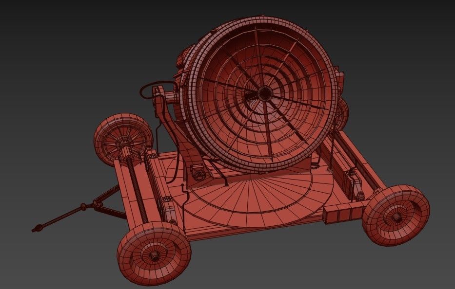 Searchlight wwii light projector Low-poly 3D model_13