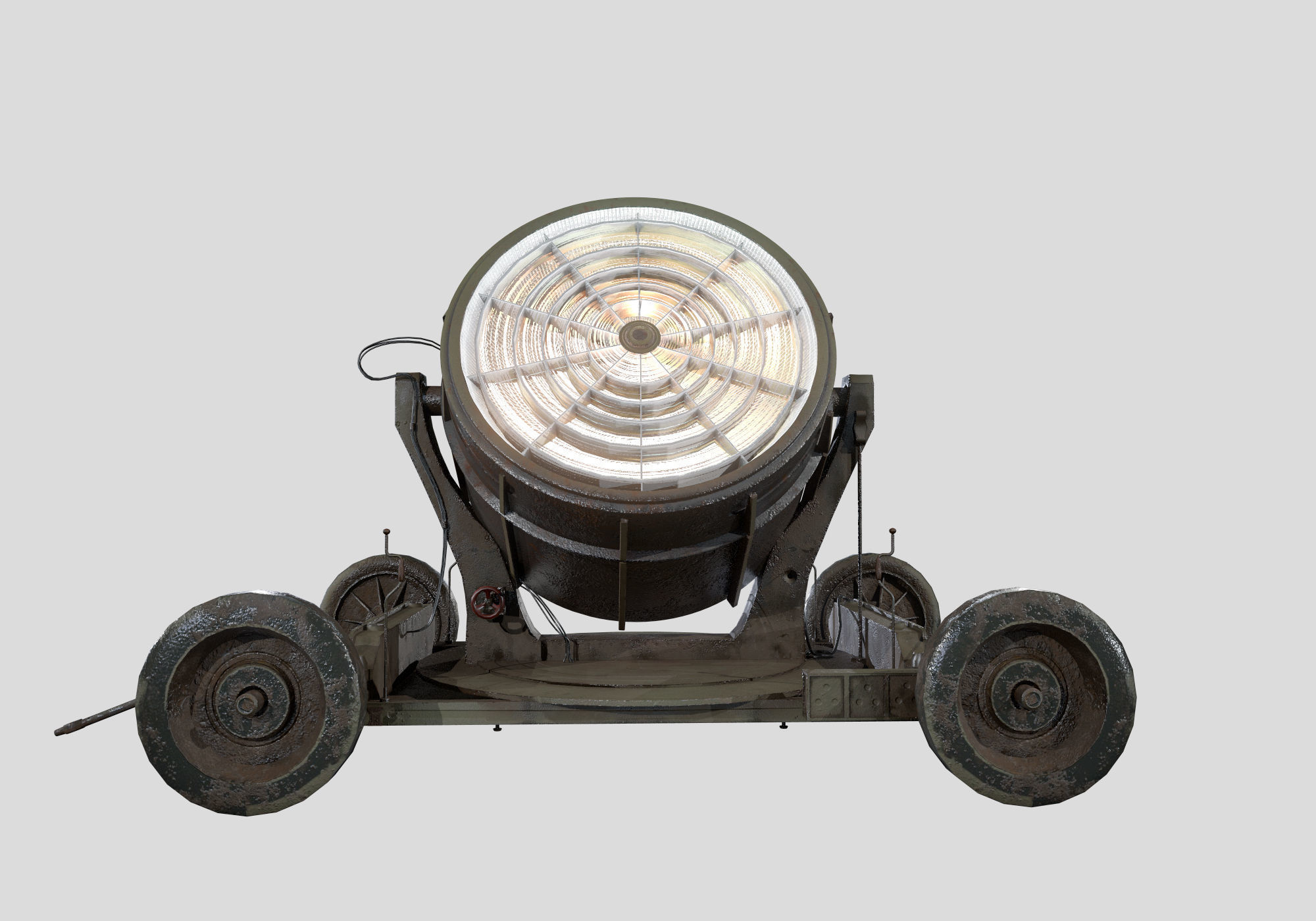 Searchlight wwii light projector Low-poly 3D model_3