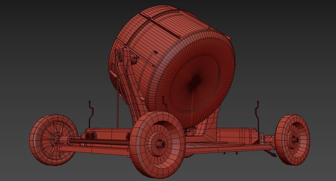 Searchlight wwii light projector Low-poly 3D model_12
