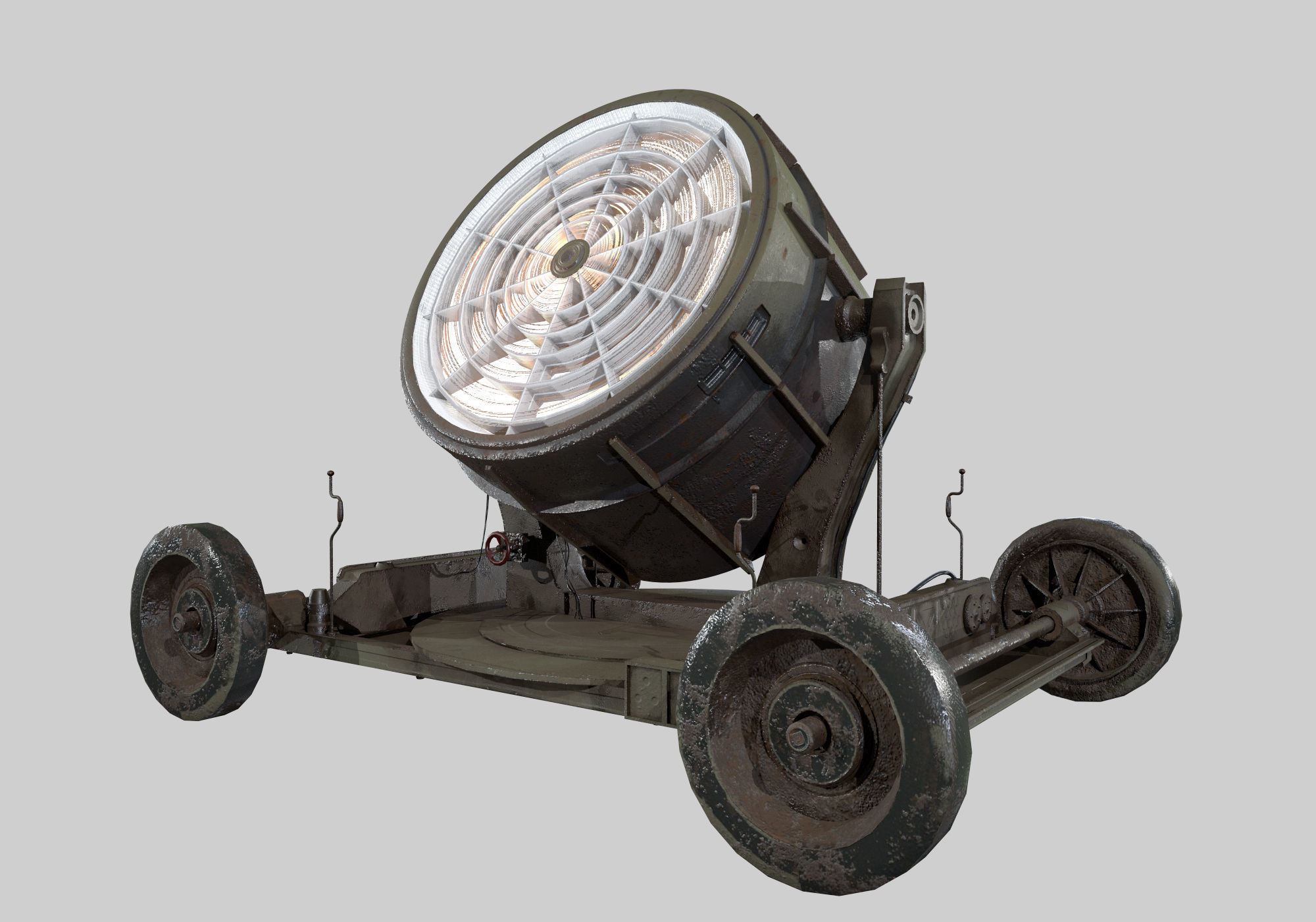 Searchlight wwii light projector Low-poly 3D model_4