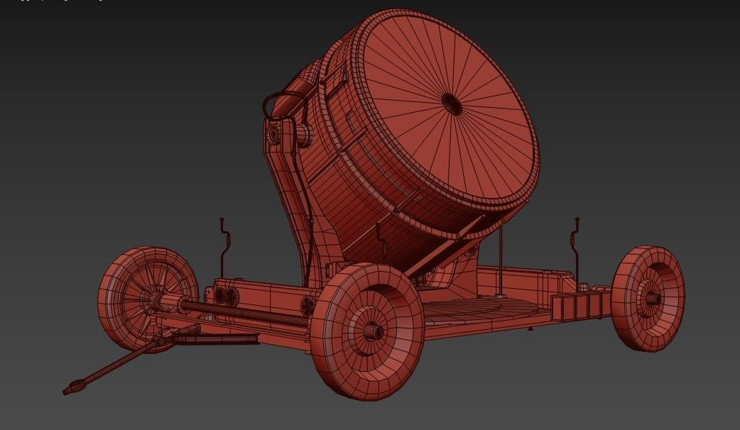 Searchlight wwii light projector Low-poly 3D model_10