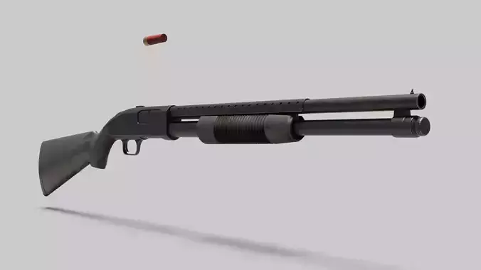 Pump Action Shotgun Low-poly 3D model