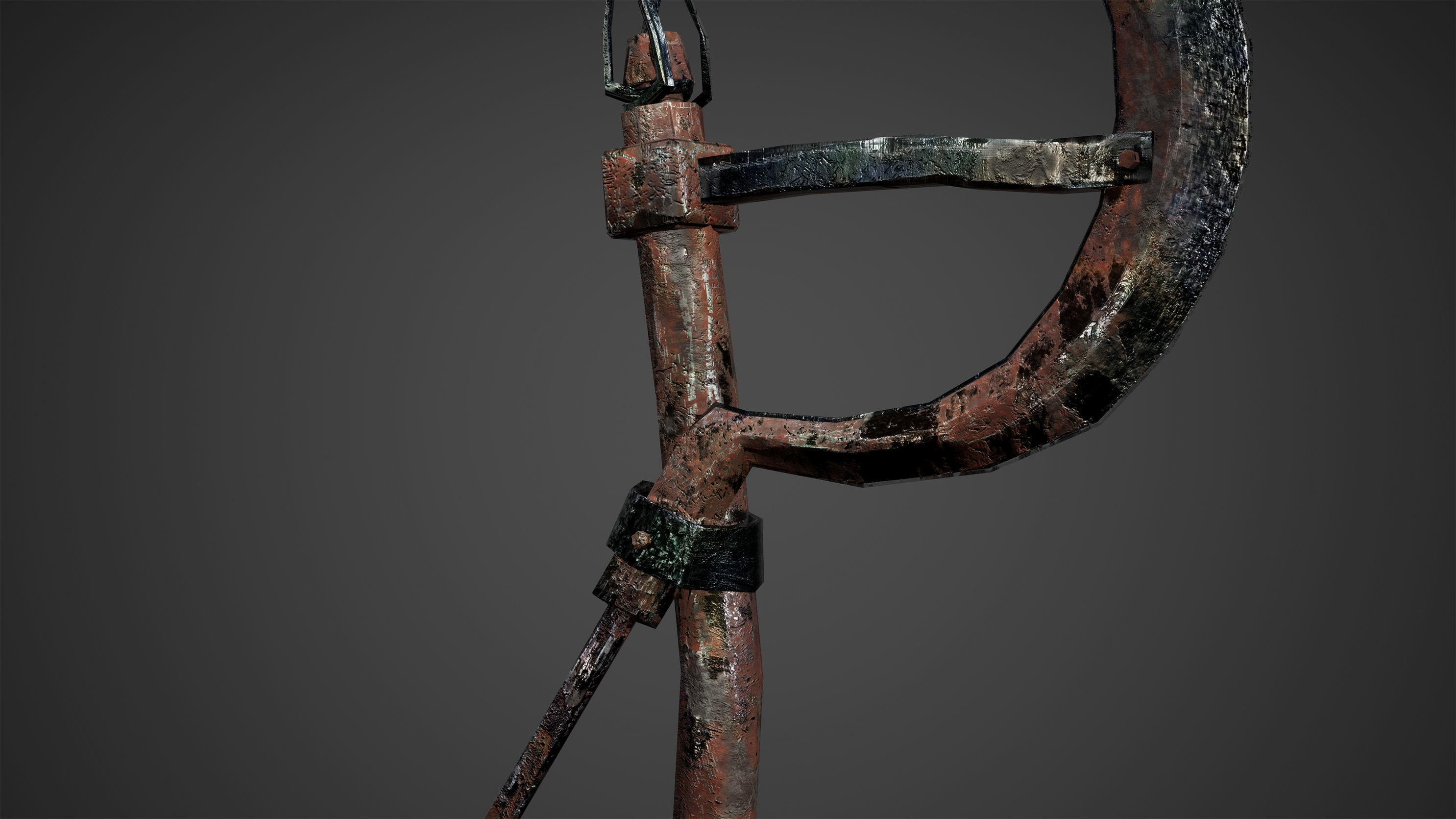 Post Apocalypse Survival Weapon Knife Scythe Low Poly Game Ready Low-poly 3D model_5