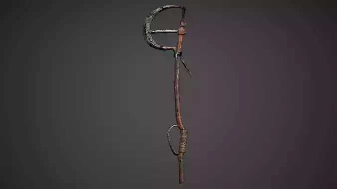 Post Apocalypse Survival Weapon Knife Scythe Low Poly Game Ready