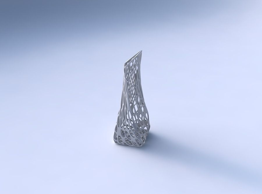 Vase twisted squeezed and bent rectangle with twisted lattice 3D print model_3