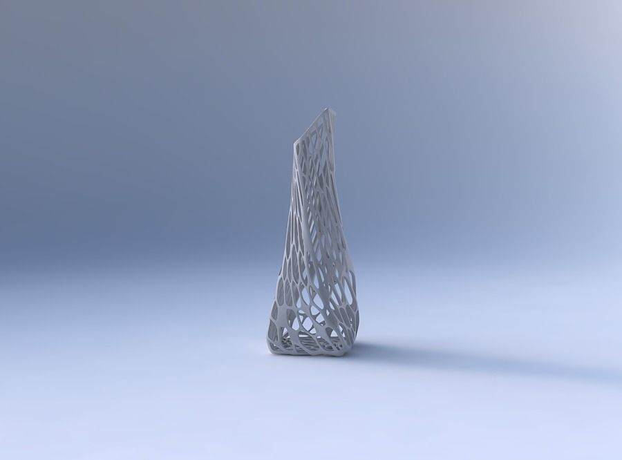 Vase twisted squeezed and bent rectangle with twisted lattice 3D print model_4