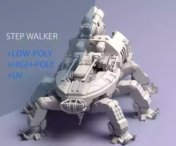 Step Walker Low-poly High-poly UV Low-poly 3D model