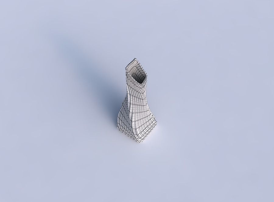 Vase twisted squeezed and bent rectangle with wavy extruded l... 3D print model_6