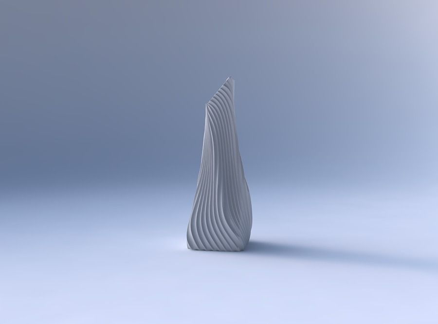 Vase twisted squeezed and bent rectangle with wavy extruded l... 3D print model_4