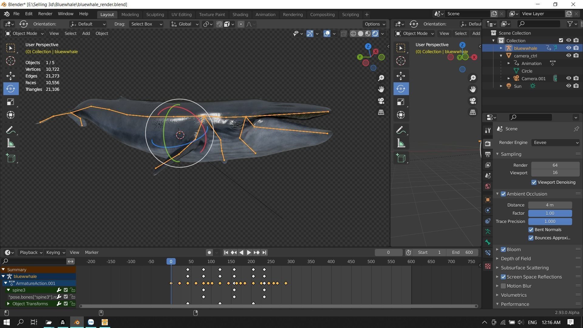 Blue whale Low-poly 3D model_27