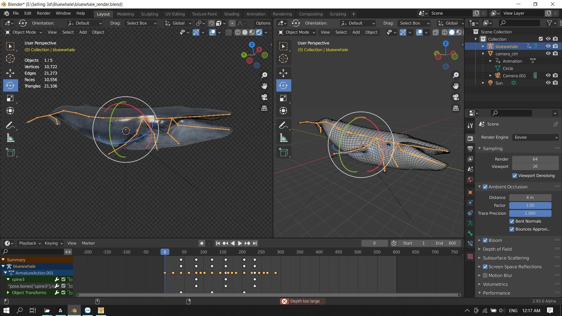 Blue whale Low-poly 3D model_28