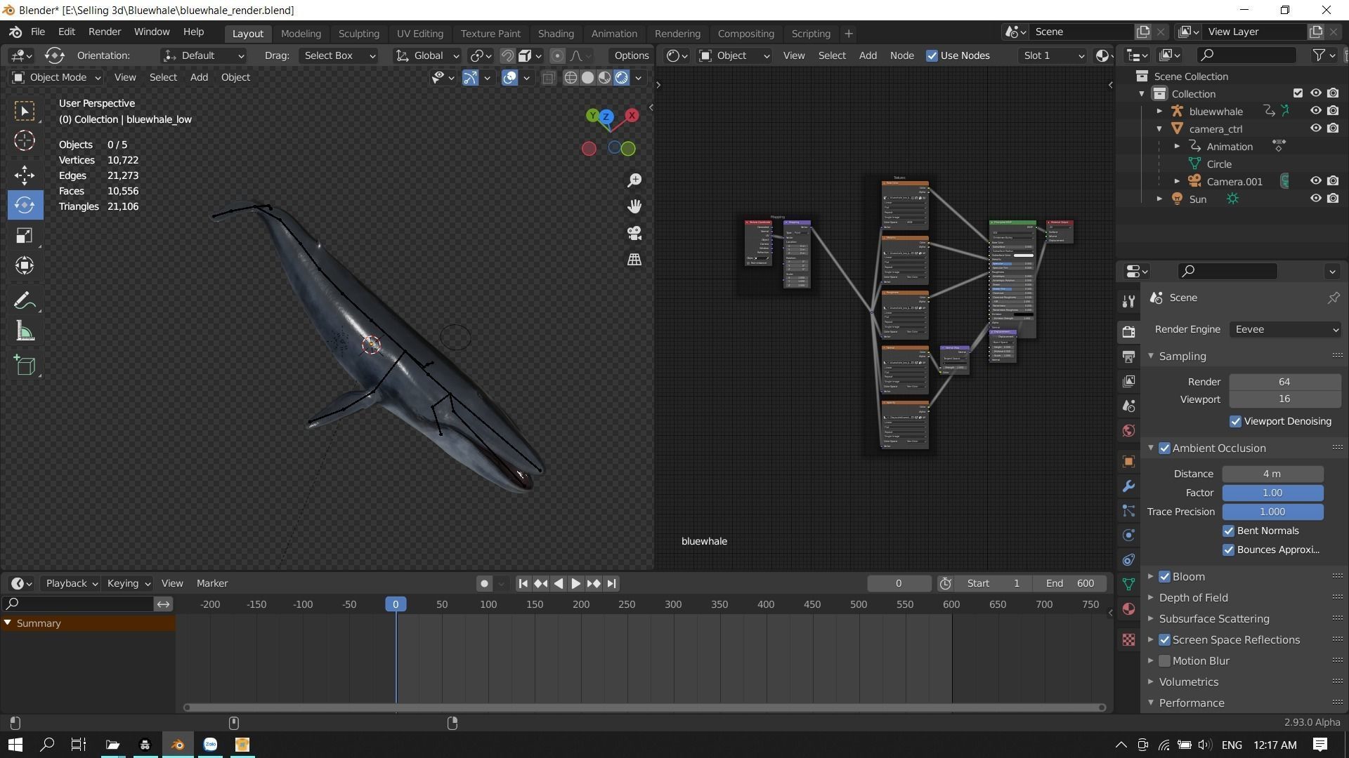 Blue whale Low-poly 3D model_29