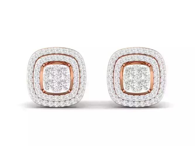 Women Square Earrings 3dm stl render detail  3D print model