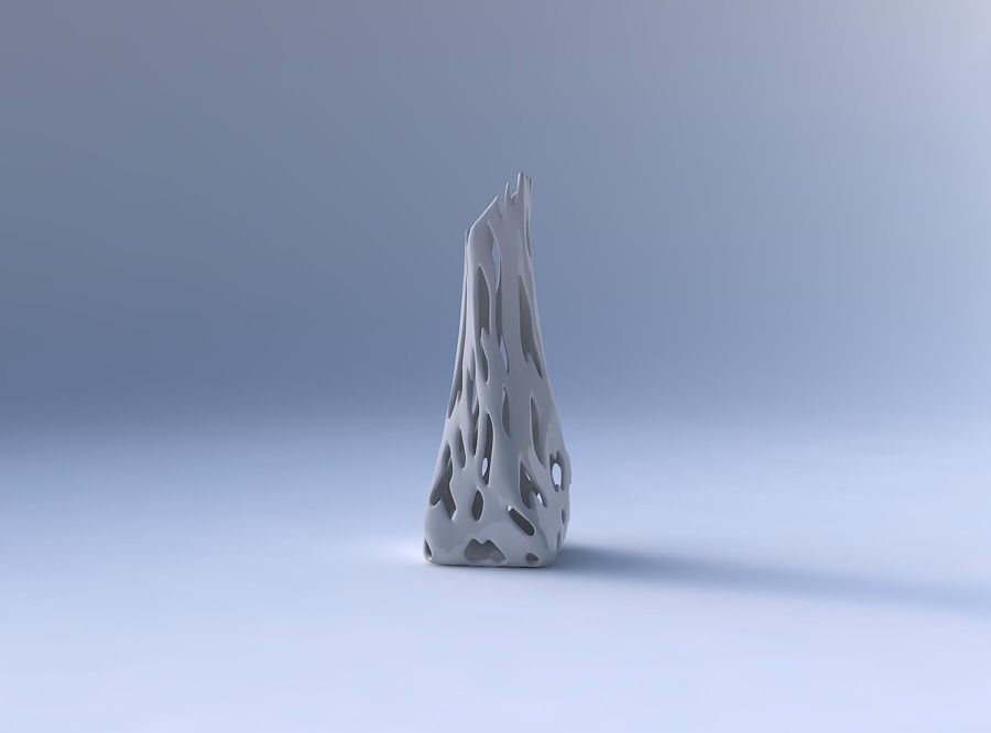 Vase twisted squeezed and bent rectangle with smooth cuts 3D print model_4