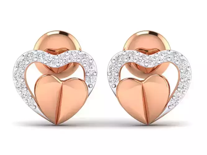 Women Heart Earrings 3dm stl render detail  3D print model