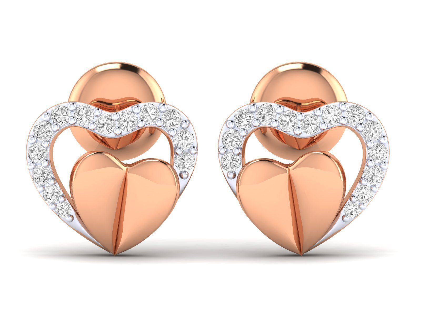 Women Heart Earrings 3dm stl render detail