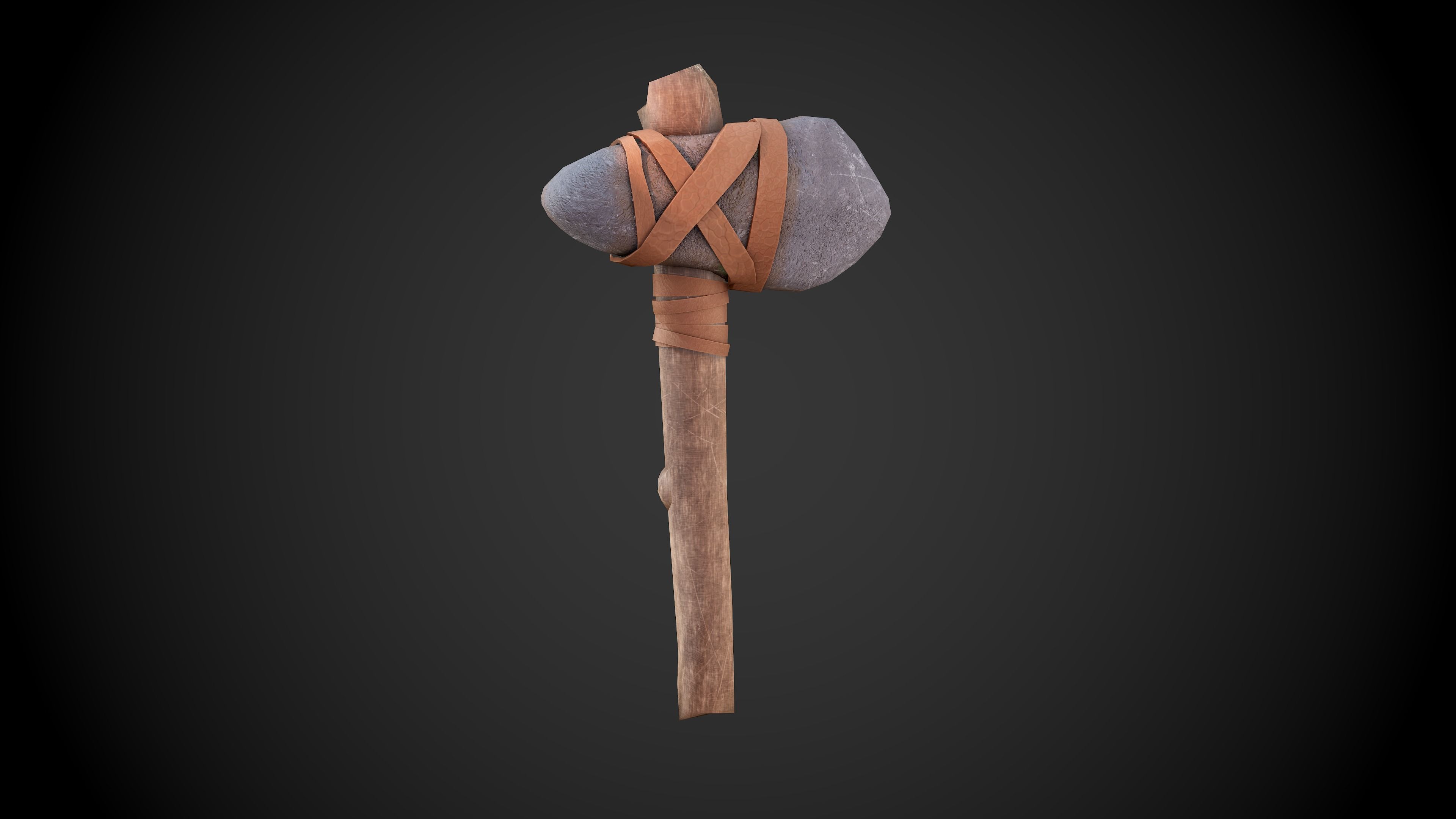 Primitive stone axe Low-poly 3D model_12