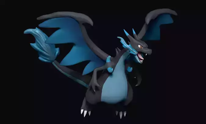 Pokemon - Mega Charizard X with cuts and as a whole