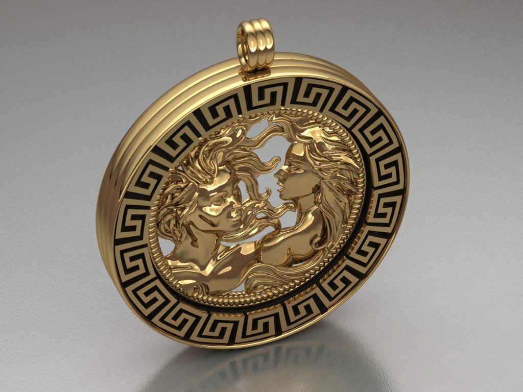 women pendant - Gemini  orginal design 3D print model_5