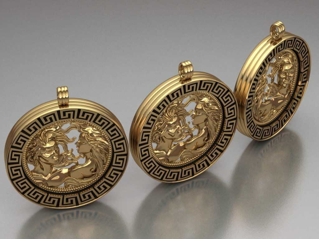 women pendant - Gemini  orginal design 3D print model_9