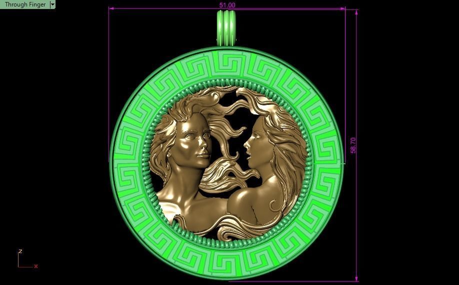 women pendant - Gemini  orginal design 3D print model_14