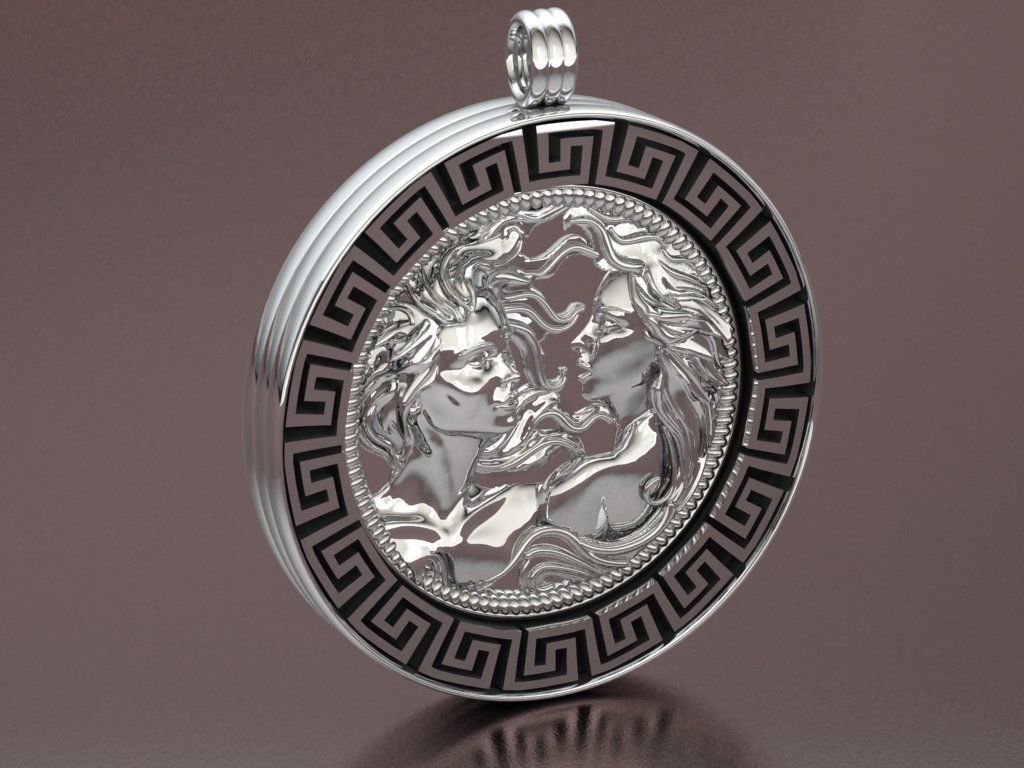 women pendant - Gemini  orginal design 3D print model_11