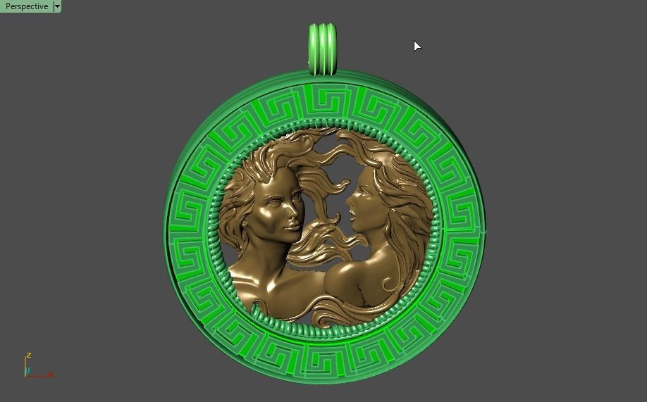 women pendant - Gemini  orginal design 3D print model_18