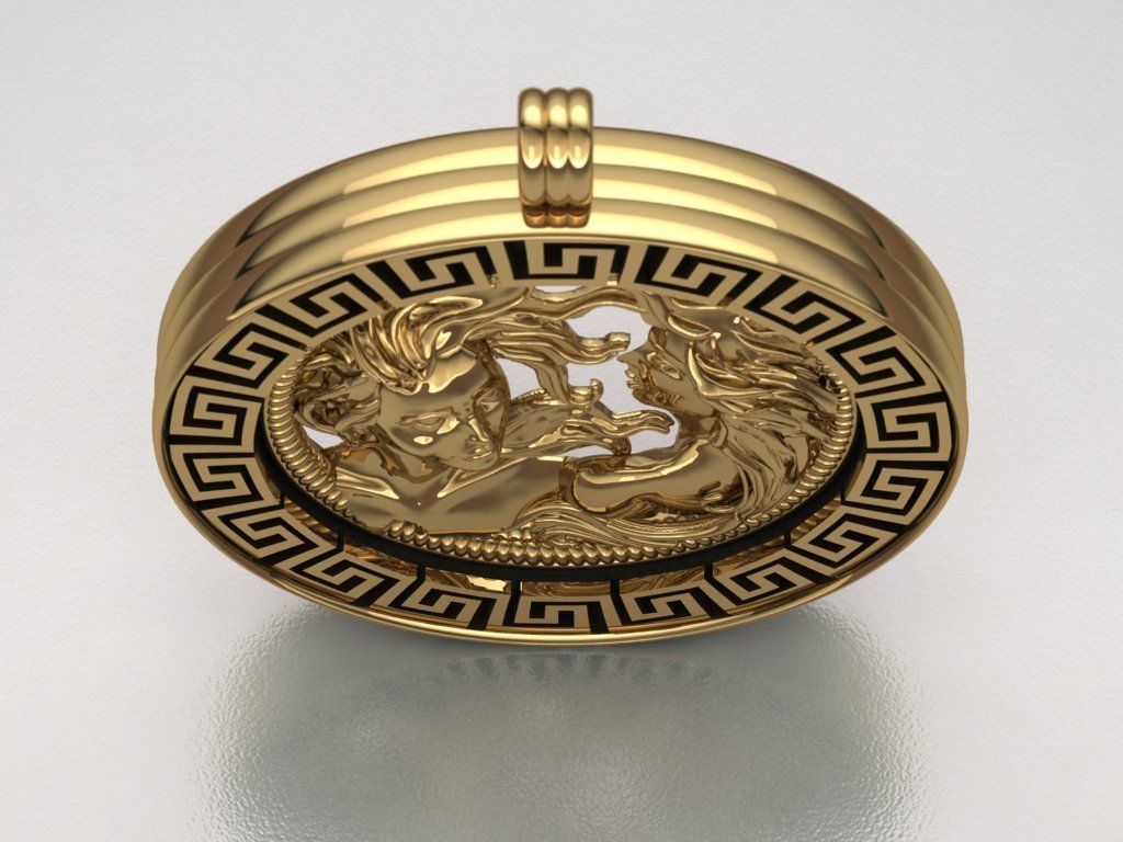 women pendant - Gemini  orginal design 3D print model_8