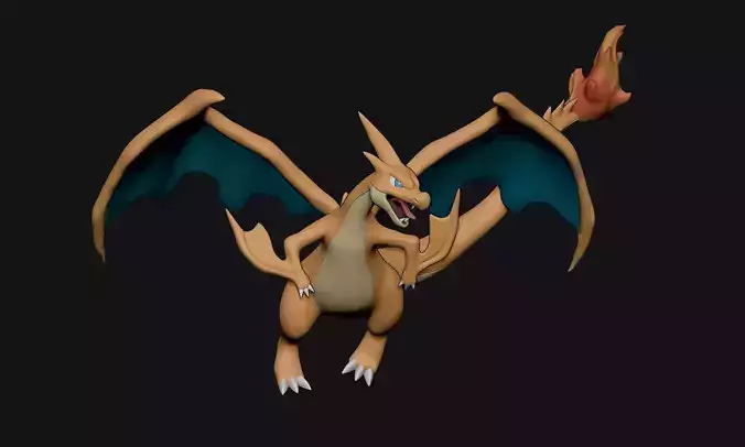 Pokemon - Mega Charizard Y with cuts and as a whole