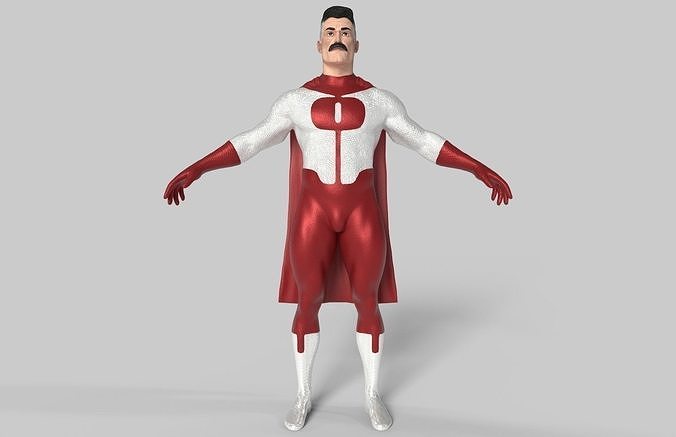 OMNIMAN superhero with mustache Low-poly 3D model