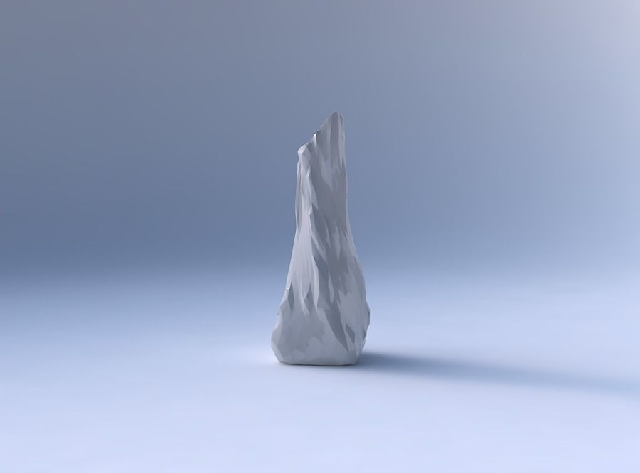 Vase twisted squeezed and bent rectangle with low-polygon bulges 3D print model_4
