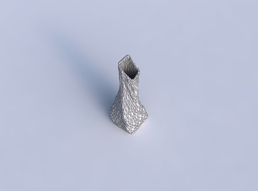 Vase twisted squeezed and bent rectangle with low-polygon bulges 3D print model_6