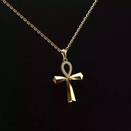 Cross egyptian pendant with diamonds