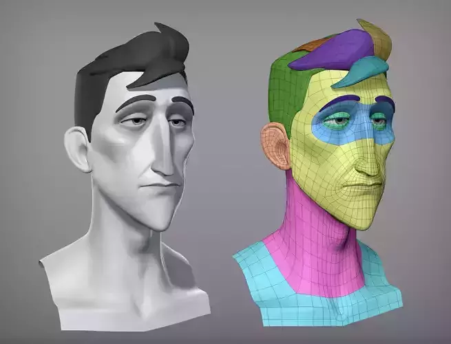 Cartoon male character Pierce base mesh 3D model