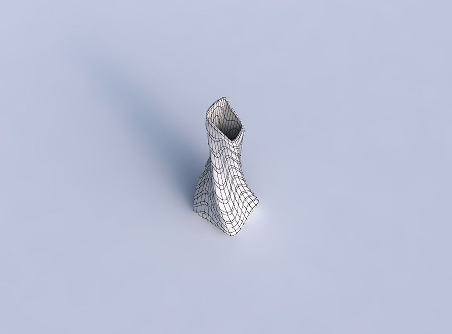 Vase twisted squeezed and bent rectangle with horizontal wavy... 3D print model_6