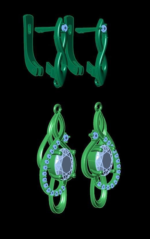 earrings with gemstones 3D print model_14