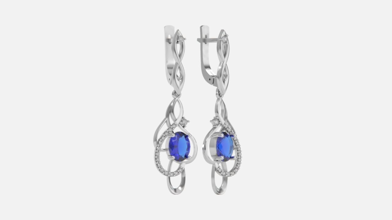 earrings with gemstones 3D print model_1